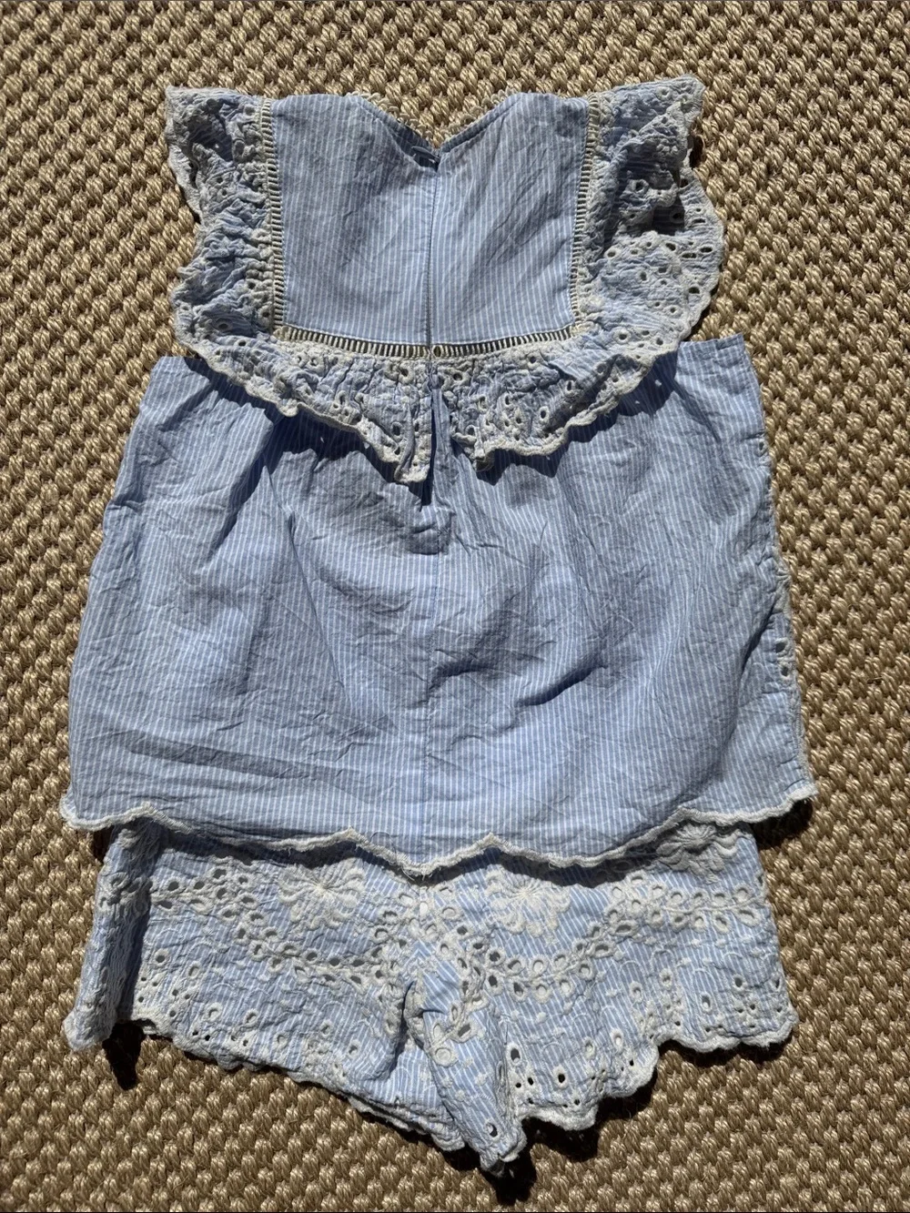 Marlo Kids Girls Light Blue Eyelet Ruffle Two-Piece Matching Set size 3/4 year